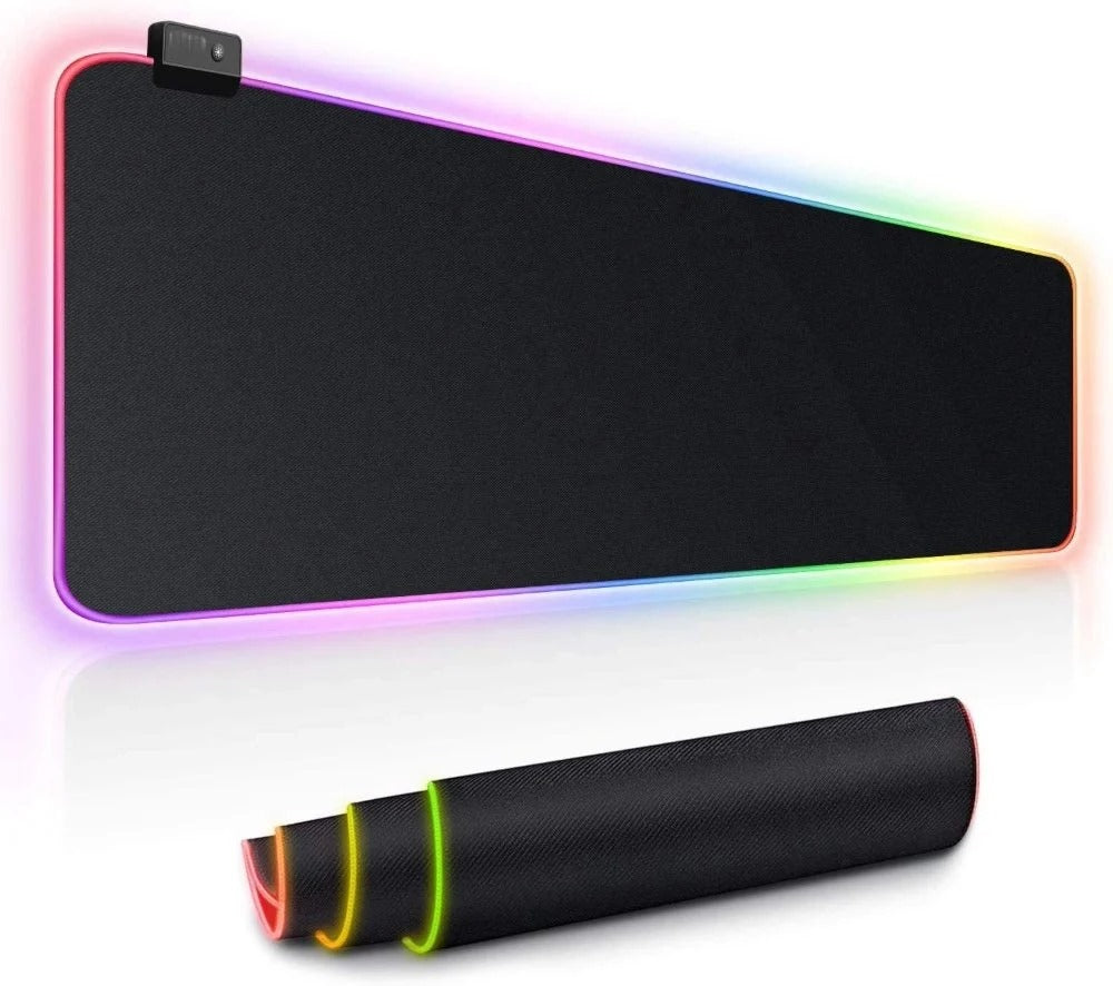 RGB Retro LED Gaming Mouse Pad – 14 Light Modes | High-Speed Tracking | 795x298mm Abstract Desk Mat