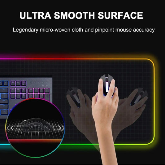 RGB Retro LED Gaming Mouse Pad – 14 Light Modes | High-Speed Tracking | 795x298mm Abstract Desk Mat